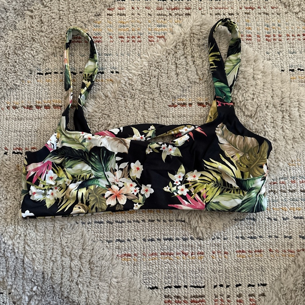 Rip Curl Tropical Floral Bikini Top - Black and Green